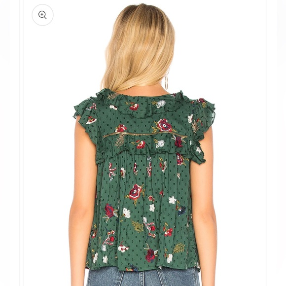 TULAROSA Annette Blouse | Color: Green with Accents | Size: S - Picture 2 of 3